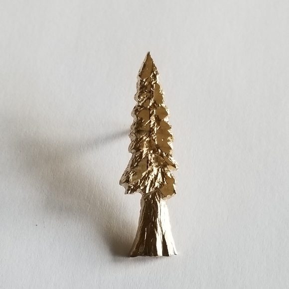 Vintage tree pin gold tone brooch spruce redwood pine conifer Christmas - Picture 4 of 8